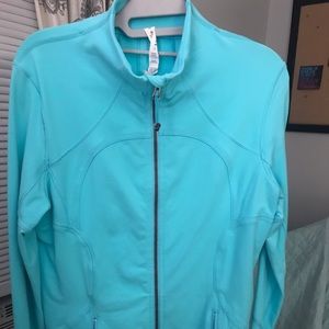 Lululemon Zip Up- Light Blue.  Silver tone zipper.